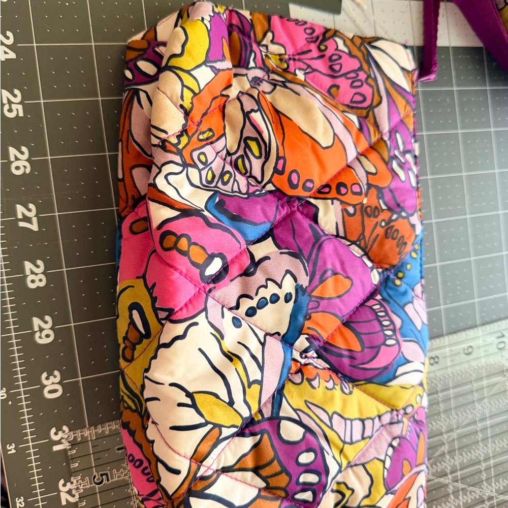 Vera Bradley Quilted Cosmetic Bag in Pink Orange Purple Floral Print